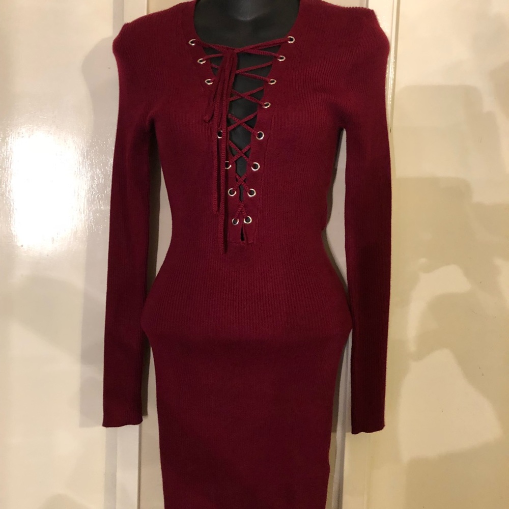 Burgundy long sleeve dress